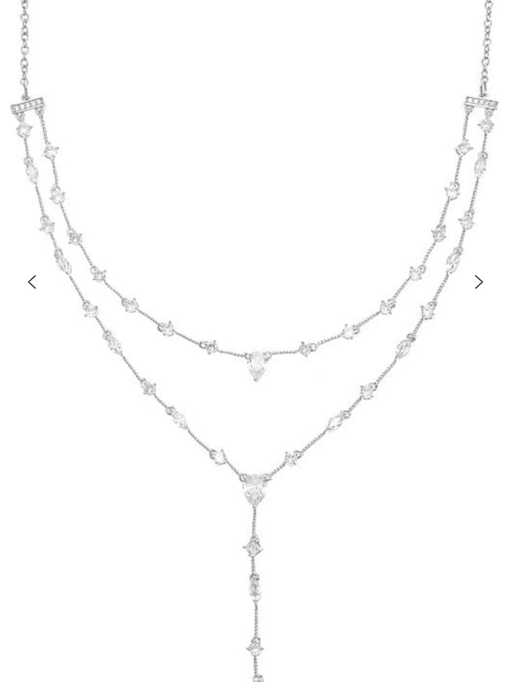 Delicate Silver Layered Heart Y-Necklace - Women Jewelry